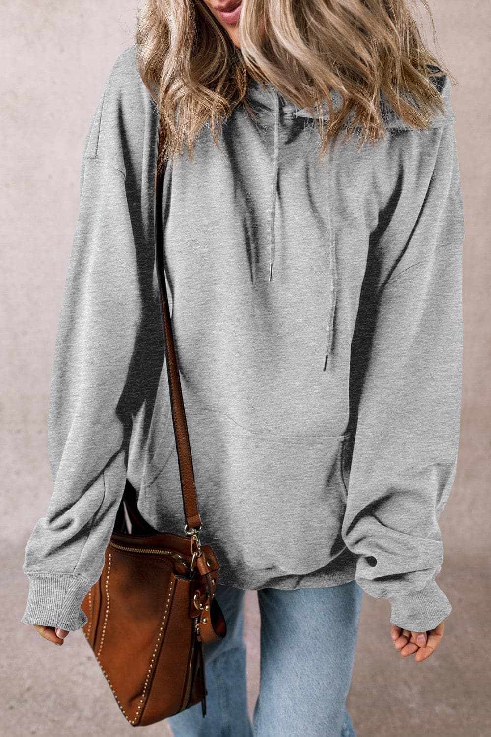 Sheer pocket hoodie with drawstring - Love Salve